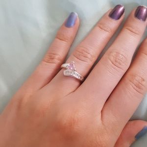 Sterling Silver Ring w/ Light Pink Cubic Zirconia